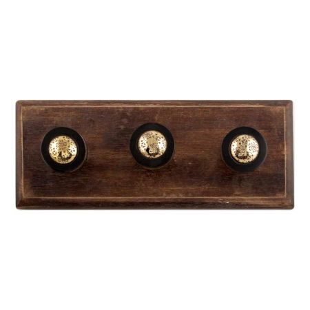 Black And Golden Brass Tiny Flower Resin Wooden Hook 